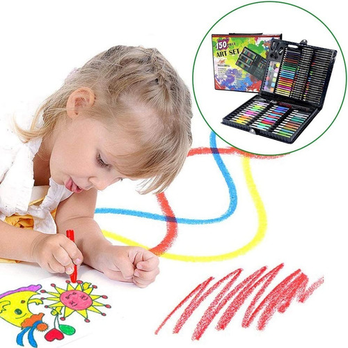 Imagen 3 de 10 de Valija Set Arte Escolar Maletin Didáctico 150 Piezas