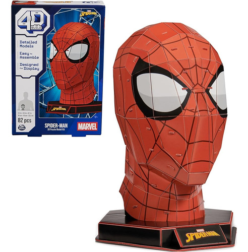 4d Build, Marvel Spider-man 3d Puzzle Model Kit Con Soporte 