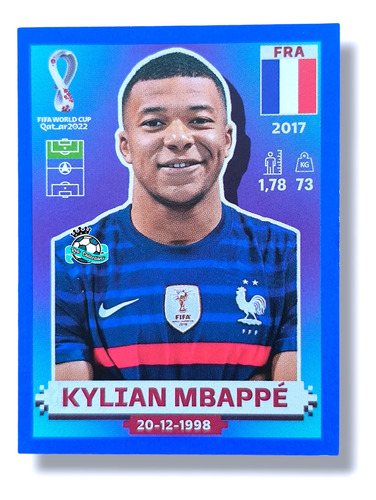 Kylian Mbappe Estampa Borde Azul Mundial Qatar 2022 Panini