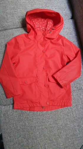 Campera Parka Lluvia Impermeable Engomado Rojo Impec T5 Años