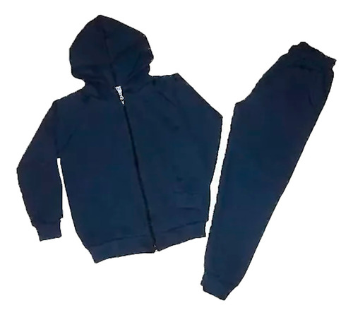 Conjunto Colegial Campera Pantalon Algodon Niños 6 A 16 Azul