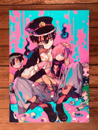 Cuadros De Madera Hanako Kun Fondo Celeste (21 X 30)