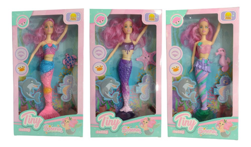 Muñeca Tiny Fantasy Sirena Con Animalito Del Mar