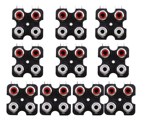 2 X 10 Piezas De Montaje En Pcb Salida Concéntrica Av 4 Rca
