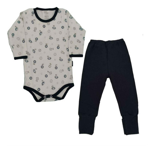 Imagem 1 de 1 de Conjunto Body E Calça Bebê Esportivos - Baby Fashion - Azul