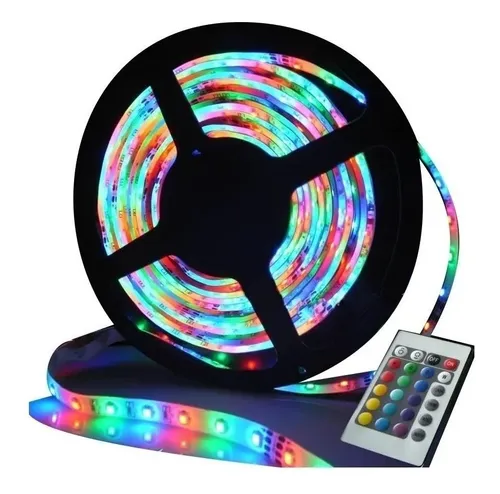 Tira Luces Led 1m Luz Multicolor Adhesiva A Pilas Flexible