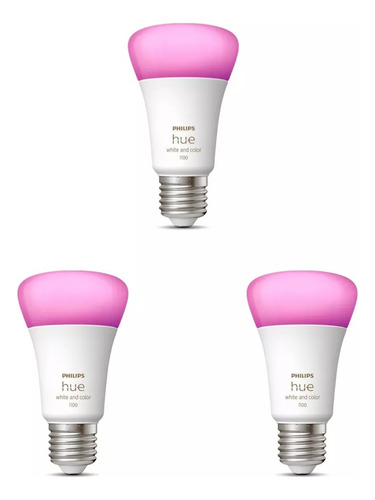 Philips Hue Lampara Led Rgb E27 Color 9w 1100 Lm Pack X3