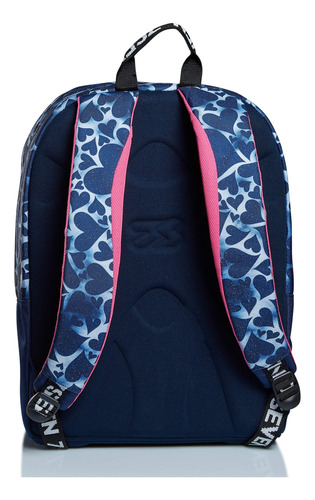 Mochila Extra Corazones Teñidos Azul Para Escuela Y Ocio