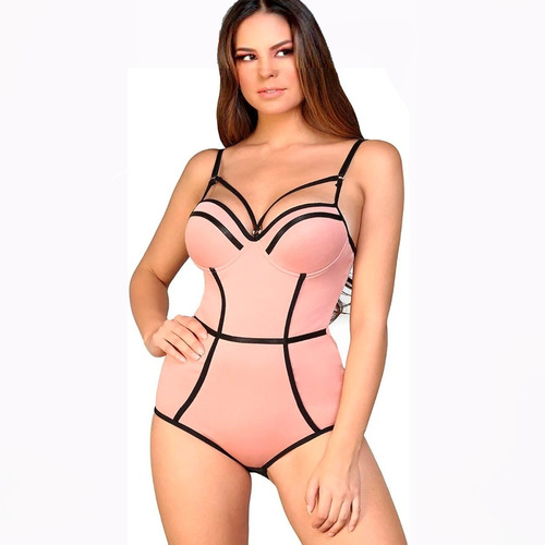 Lenceria Dama Baby Doll Teddy Copa Con Varilla Push Up 961 