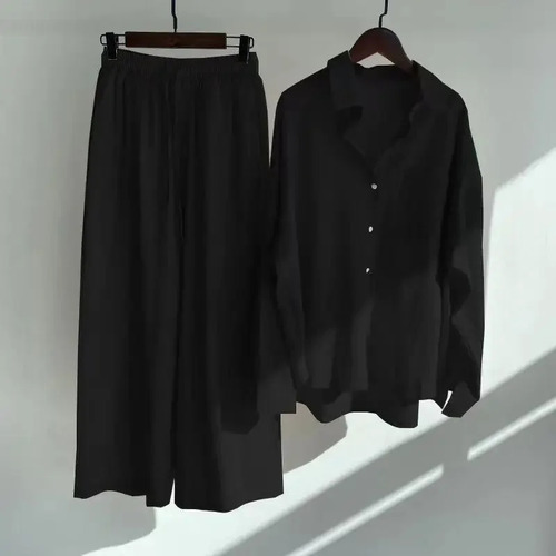 Conjunto Casual De Camisa Y Pantalones De Lino Y Algodón Par