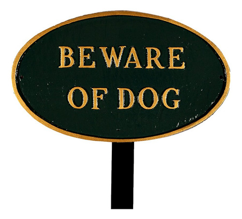 Montague Productos De Metal Beware De Perro Oval Lawn Plaque