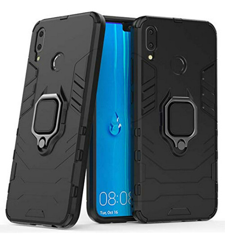 Funda Con Anillo De Metal Para Huawei Y9 (2019), Negro