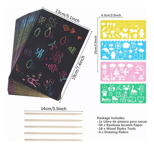 Kit De Libro De Pintura Para Rainbow Rascar Paper Niños 71pc