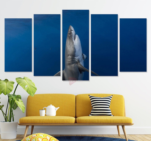Políptico Tiburones Mar Ctb21 Canvas Grueso 200x105