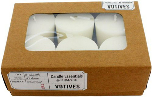 Velas Votivas De Cera Sin Aroma Homart, Marfil, Pack De 6