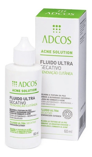 Loção Fluido Ultra Secativo Adcos Acne Solution  para pele oleosa de 60mL