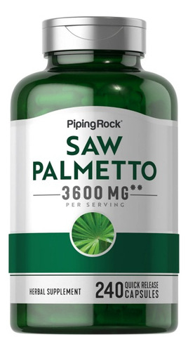 Piping Rock Saw Palmetto 3600 Mg X 240 Caps Rapida Absorcion Sabor Sin Sabor