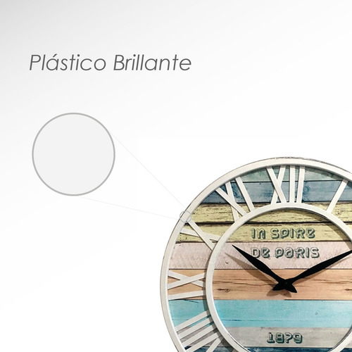 Reloj De Pared 40 Cm Metálico Playa Azul Silencioso Color de la estructura Blanco Color del fondo Multicolor