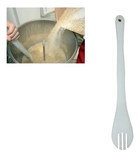 Colher Polietileno Branca Com 3 Furos Vazada 35cm Cor Branco