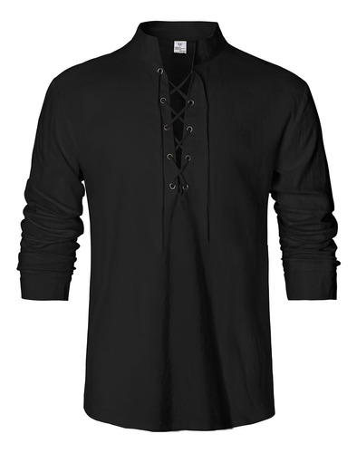 Men's Renaissance Long Sleeved Shirt Pirate Medieval Cotton