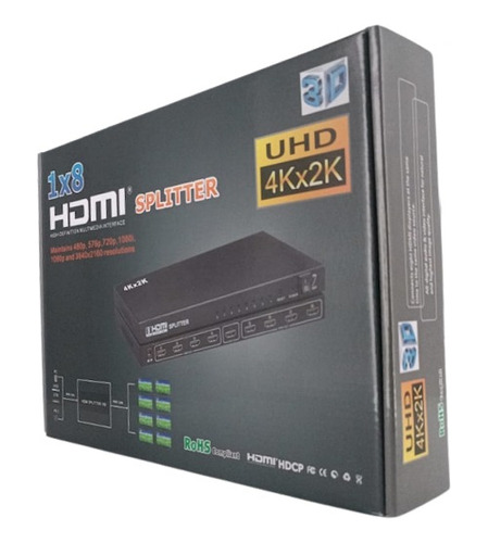 Splitter Divisor De Sinal Hdmi 1 Entrada E 8 Saídas 1x8 Hdmi