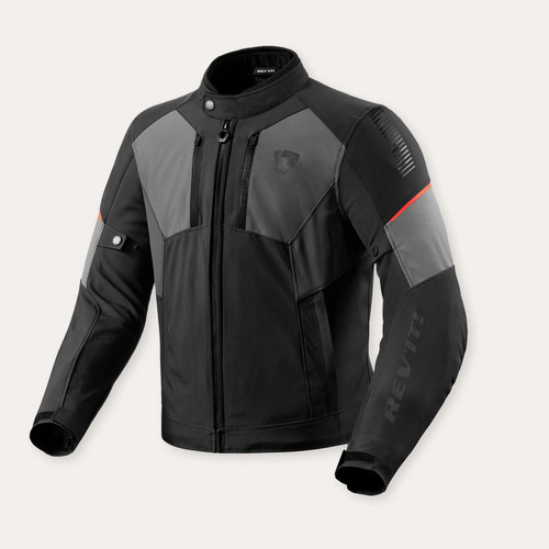Chamarra Impermeable Revit Catalyst H2o Para Motociclista Negro Y Gris Geométrico M