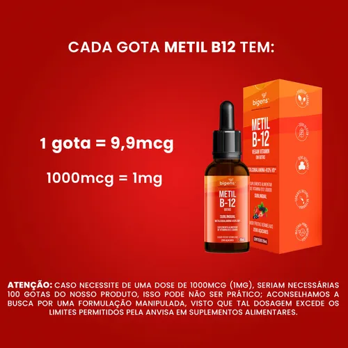 Kit con 3 gotas líquidas de vitamina B-12 veganas de metilo B-12, metilcobalamina 413% Vd sublingual, sabor a frutos rojos, 20 ml, Biogens