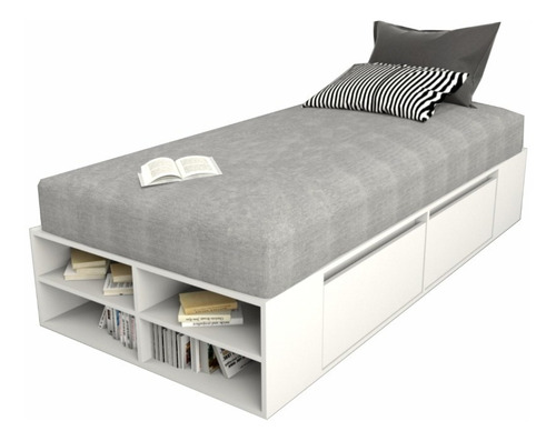 Imagen 2 de 8 de Cama De Una Plaza Box Juvenil C/ Cajones Moderna Minimalista
