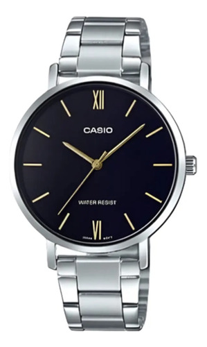 Reloj Casio Acero Inoxi Fondo Negro Ltp-vt01d-7budf Febo