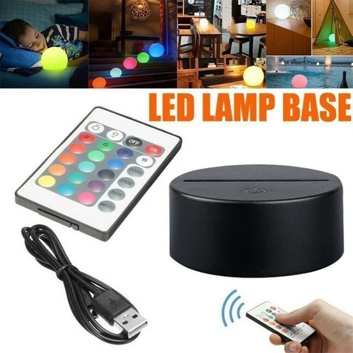 .. Paquete De 10 Bases For Lámpara 3d Con Cables Usb Remotos