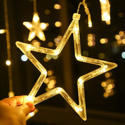 Imagem 3 de 6 de Cascata Led Com Estrelas Decoração 8 Funções
