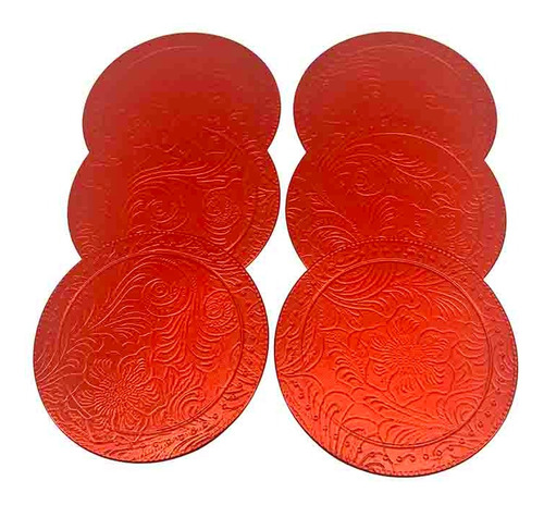 00102727 Portavasos 10cm X6 Arabescos Rojo