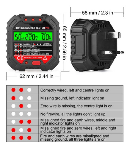 Detector De Fase Y Probador De Zócalo Tresh Con Alerta
