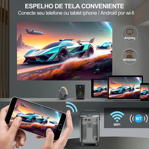 Projetor Portátil Transpeed 260ans 8000 Lumens 200 Polegadas Suporte 4k Wi-fi Bluetooth 5.0 Áudio 5w Dpi Android 11 Hdmi Smart