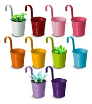 Comprar Macetas Colgantes de Colores con Gancho (10 Piezas), Maceteros para Plantas Naturales y Artificiales, Macetas Decorativas Metálicas para Adorno Exterior, Jardín, Suculenta, Cactus, Aromáticas