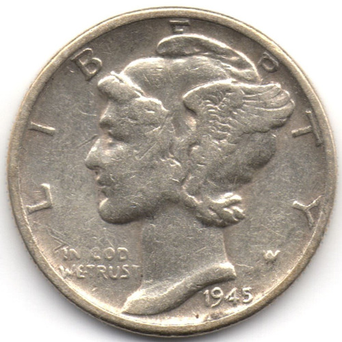 Estados Unidos 1 Dime 1945 Plata 0,900