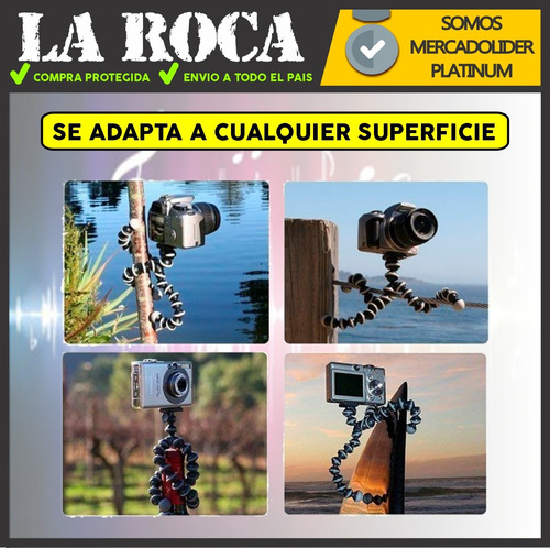 Imagen 6 de 10 de Tripode Flexible Tipo Pulpo Camaras Gopro Digitales La Roca