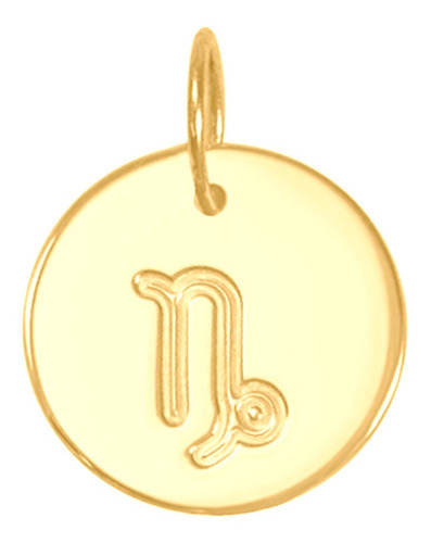 Pingente Ouro 18k Medalha Signo Capricórnio 13mm