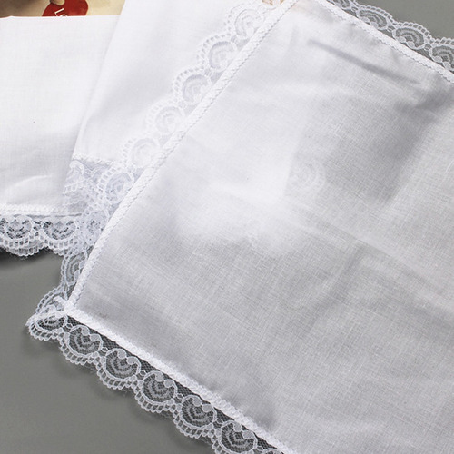 5 Pañuelos Bordados De Encaje, 100% Algodón, Color Blanco