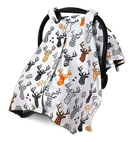 Top Tots Deluxe Baby Car Seat Canopy Cover, Deer Heads, Min.