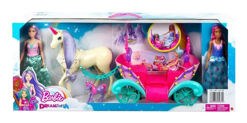 Set De 2 Barbie Y Chelsea Dreamtopia C/unicornio Y Carruaje