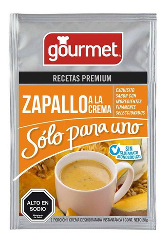 Crema Para Uno Gourmet 20 Gr Zapallo(10 Unidad )-super