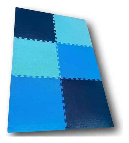 Kit 06 Und Tapete Eva Tatame Azul Infantil 50x50 10mm Treino