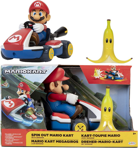 Super Mario Bros Vehiculo 13cm Mario Kart 360 Mega Giros Ban