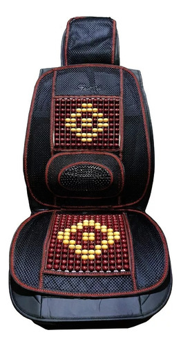 Cubre Asiento Respaldo Bolas Madera Bambu Esferas Verano