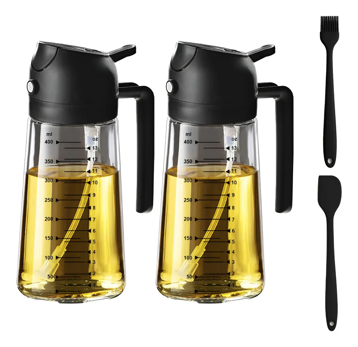 Set Dispensador Aceite Spray Pulverizador Aceiteras Cocina Color Vidrio