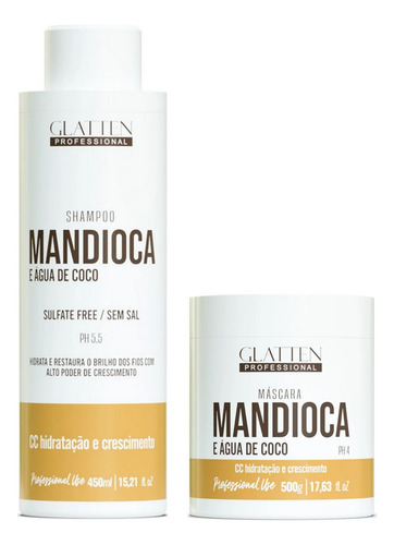 Glatten Mandioca E Água De Coco Shampoo E Máscara