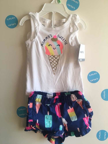 Set 2 Piezas Polera Y Short Niña Carters Original