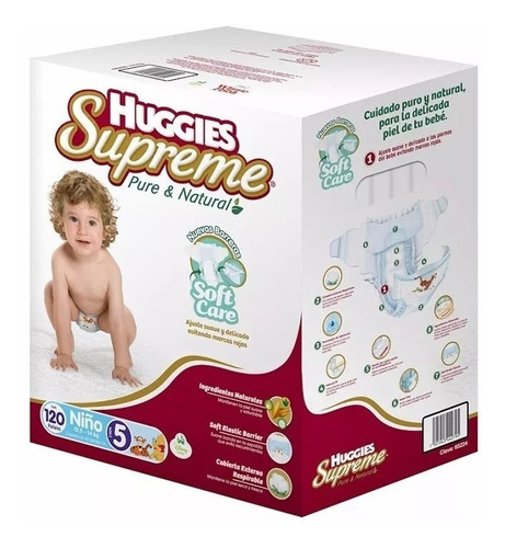 Huggies Supreme Pañales Etapa 5 Niño Ó Niña 120 Piezas