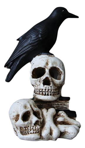 Crow Skull Lamp Gothic Crow Perching On Skull Para Mesa De